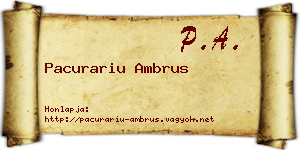 Pacurariu Ambrus névjegykártya